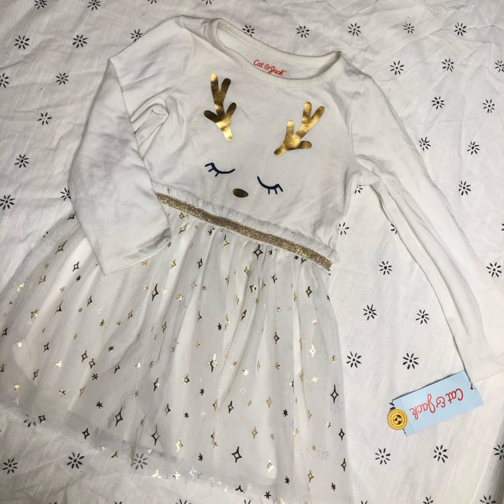New girls ruffle tulle tutu dress with stars deer